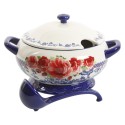 Rose Cobalt Ceramic 3.17-Quart Soup Tureen with Ladle