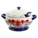 Rose Cobalt Ceramic 3.17-Quart Soup Tureen with Ladle