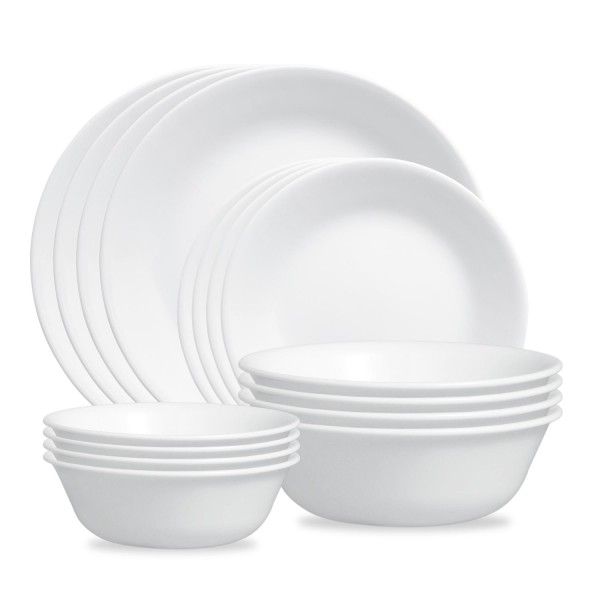 Winter Frost White 16-piece Mugless Dinnerware Set, Service for 4