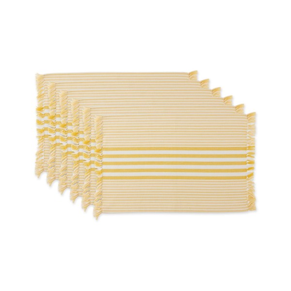 Design Import Stripes with Fringe Placemat, Set of 6