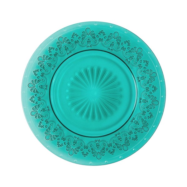 Glass Salad Plate, Teal