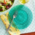 Glass Salad Plate, Teal