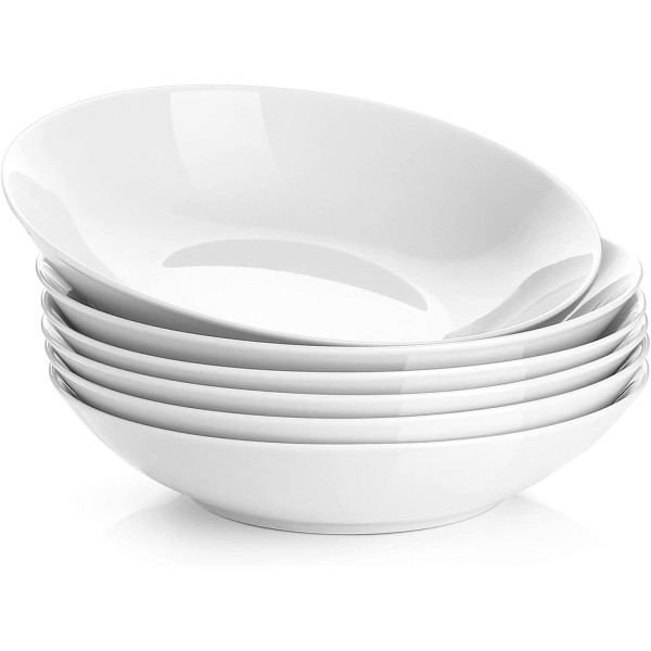 Stylish Ceramic Large Bowls Set, 6-Piece 8-Inch Salad Bowl Collection