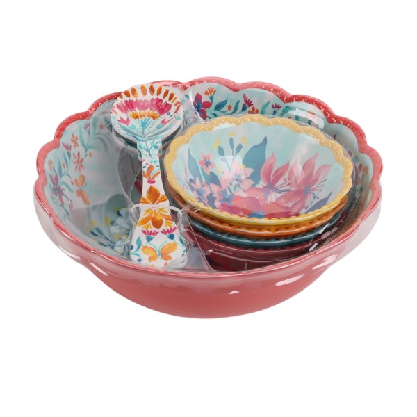 Fresh Floral 7-Piece Melamine Serving Bowl Set