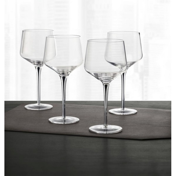 Set of 4 Black-Cased Stem Wine Glasses