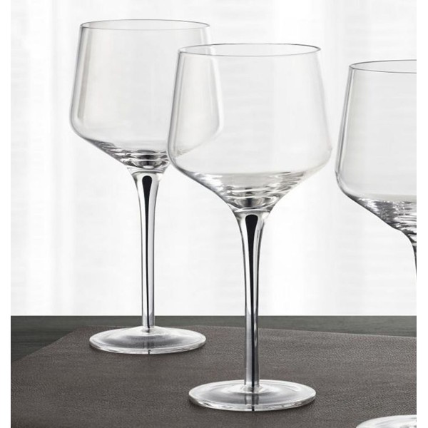 Set of 4 Black-Cased Stem Wine Glasses