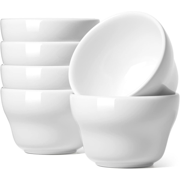 8 Ounce Small Bowls Dipping Sauce Coffee Cupping, Set of 6, White