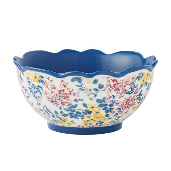 Cereal Bowl - Blue Floral Stoneware