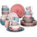 32-Piece Stoneware Dinnerware Set, Blue Dinner Set, Service for 8