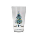 Blue Christmas Tree Tapered Cooler 4 Piece Glass Set, 16 oz